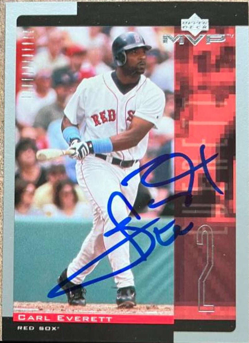 Carl Everett Signed 2001 Upper Deck MVP Baseball Card - Boston Red Sox