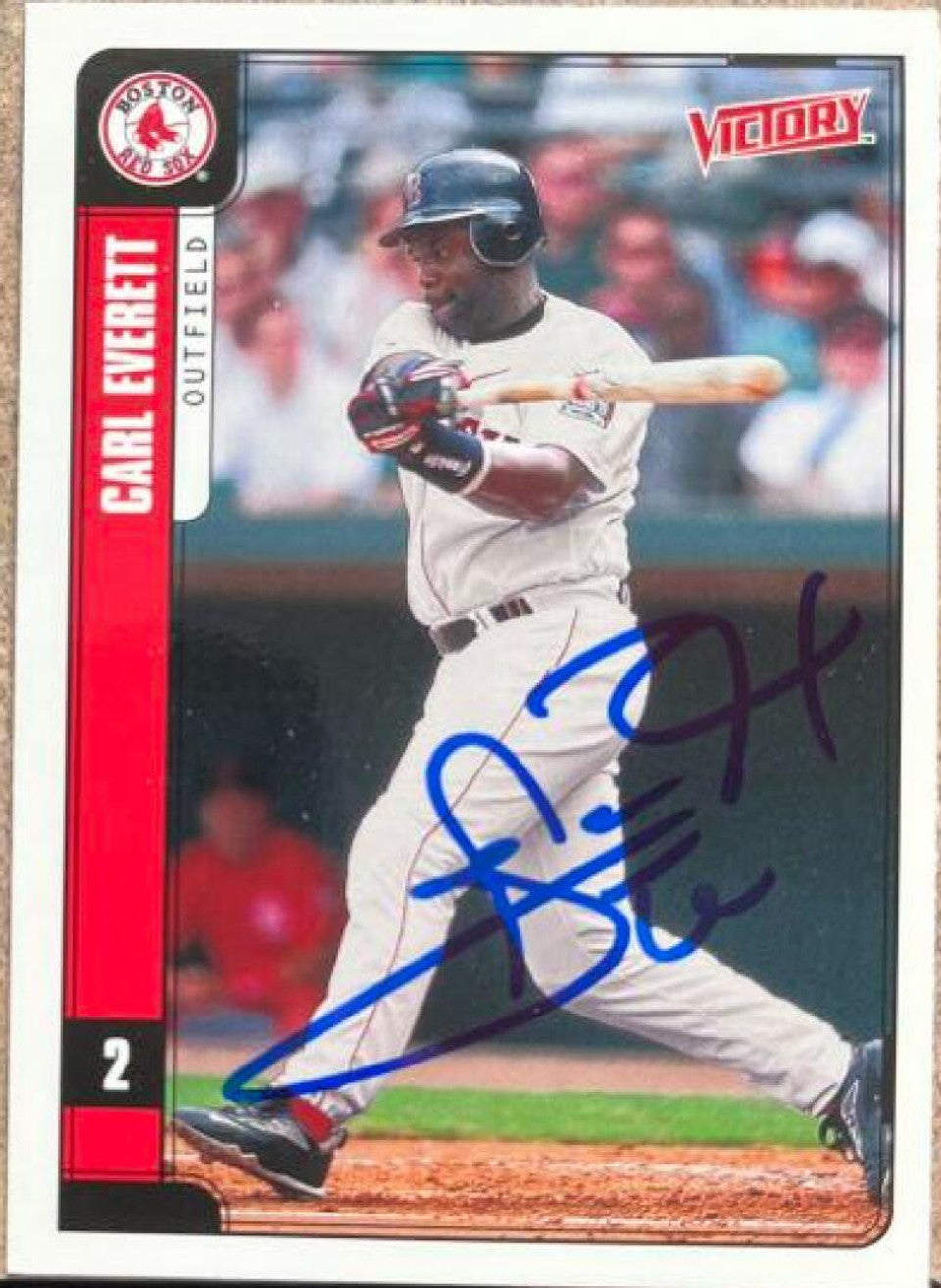 Carl Everett Signed 2001 Upper Deck Victory Baseball Card - Boston Red Sox