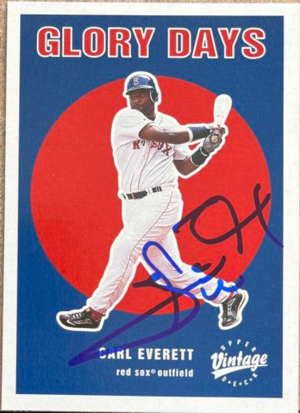 Carl Everett Signed 2001 Upper Deck Vintage Glory Days Baseball Card - Boston Red Sox