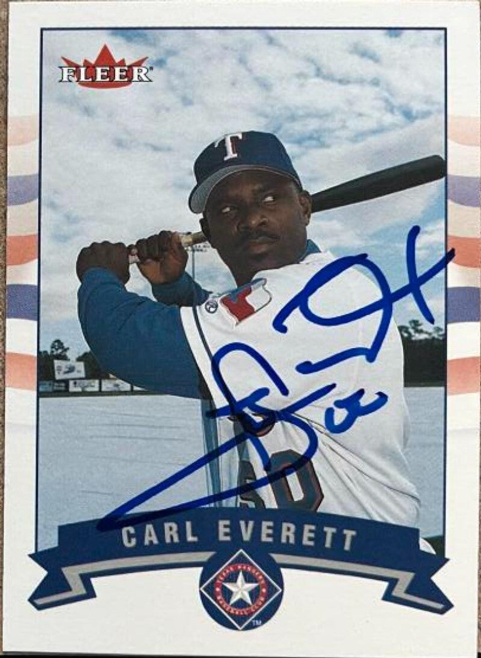 Carl Everett Signed 2002 Fleer Baseball Card - Texas Rangers