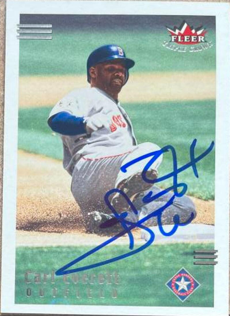 Carl Everett Signed 2002 Fleer Triple Crown Baseball Card - Texas Rangers