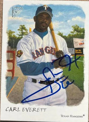 カール・エヴェレット直筆サイン入り 2002 Topps Gallery ベースボールカード - テキサス・レンジャーズ