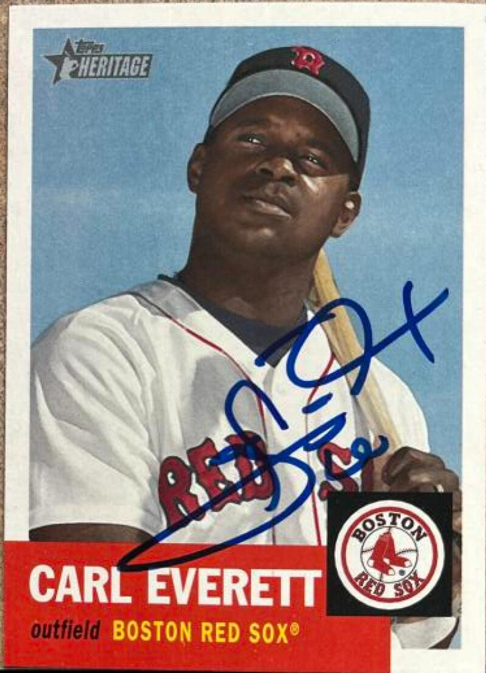 Carl Everett Signed 2002 Topps Heritage Baseball Card - Boston Red Sox SP