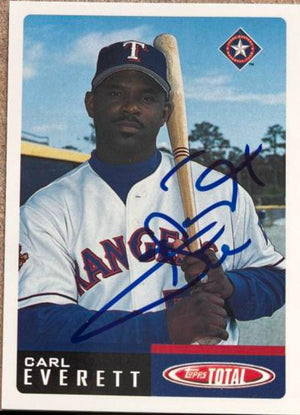 Carl Everett Signed 2002 Topps Total Baseball Card - Texas Rangers