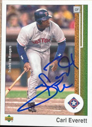 Carl Everett Signed 2002 UD Authentics Baseball Card - Texas Rangers