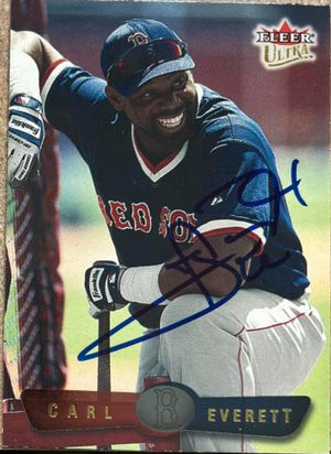 Carl Everett Signed 2002 Fleer Ultra Baseball Card - Boston Red Sox