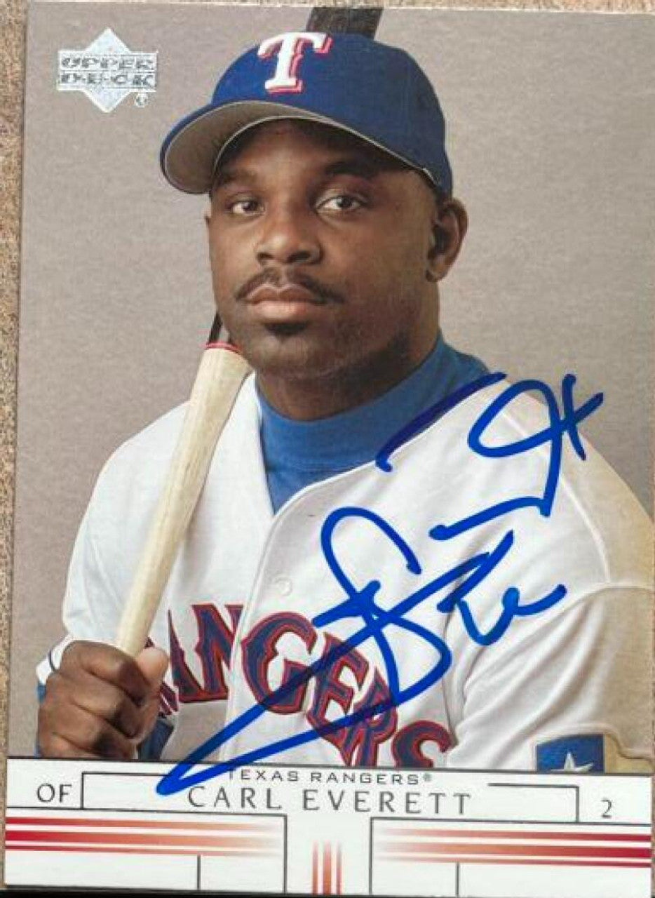 Carl Everett Signed 2002 Upper Deck Baseball Card - Texas Rangers