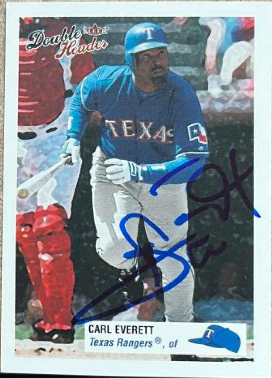 Carl Everett Signed 2003 Fleer Double Header Baseball Card - Texas Rangers