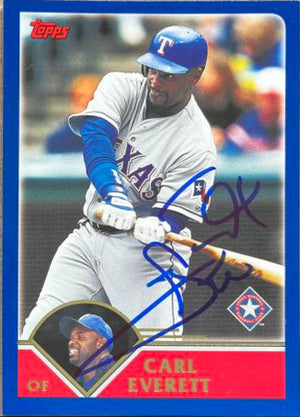 Carl Everett Signed 2003 Topps Baseball Card - Texas Rangers