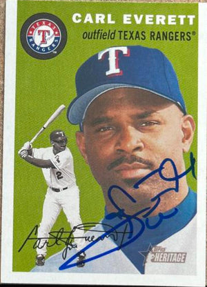 Carl Everett Signed 2003 Topps Heritage Baseball Card - Texas Rangers