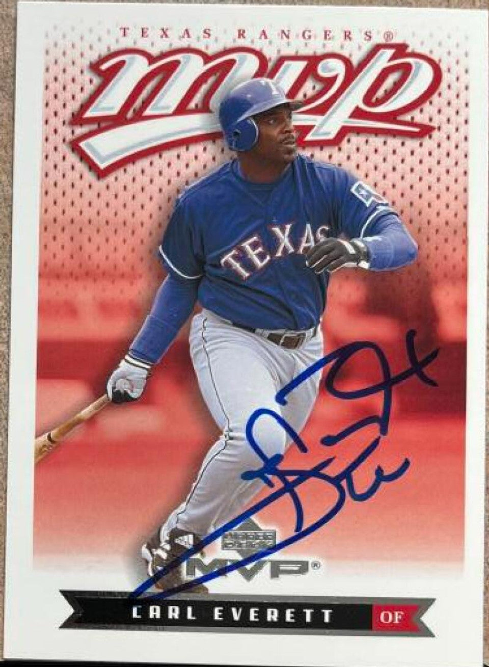 Carl Everett Signed 2003 Upper Deck MVP Baseball Card - Texas Rangers