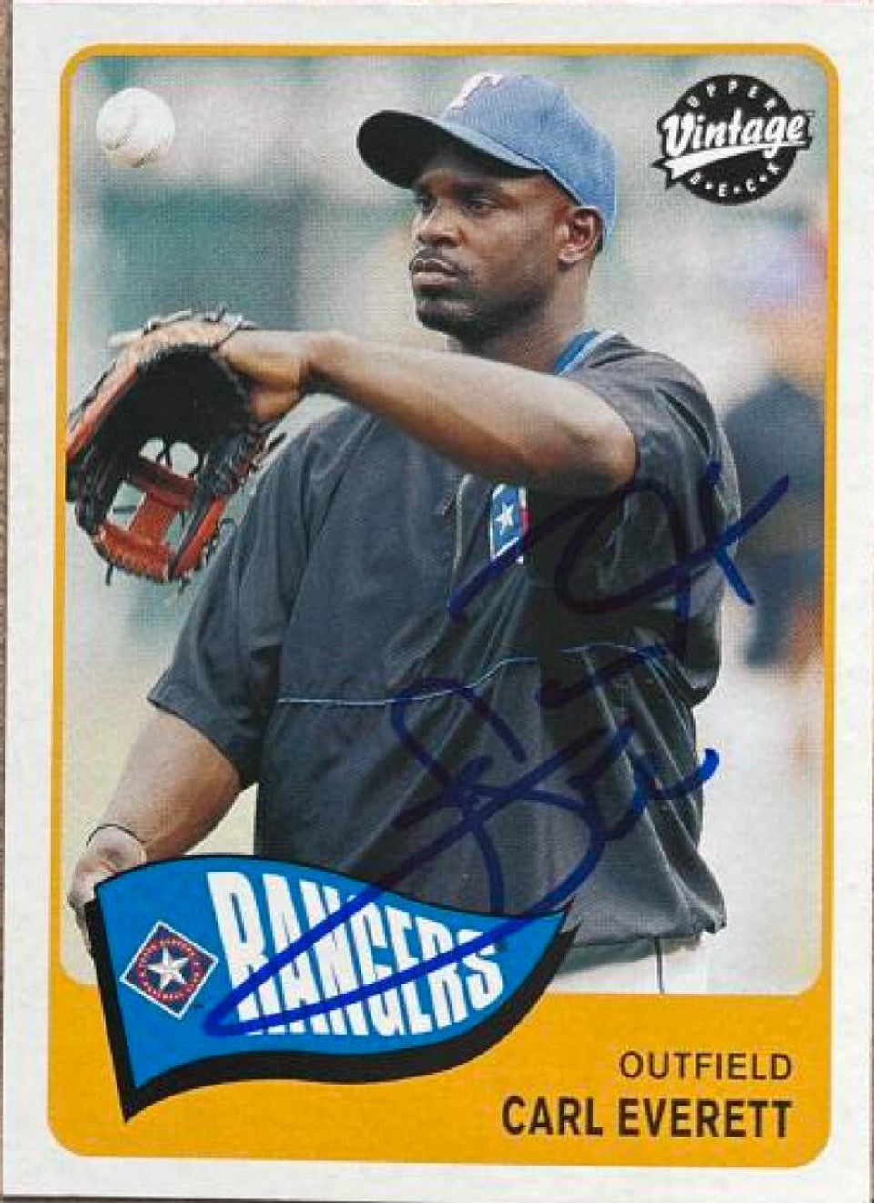 Carl Everett Signed 2003 Upper Deck Vintage Baseball Card - Texas Rangers