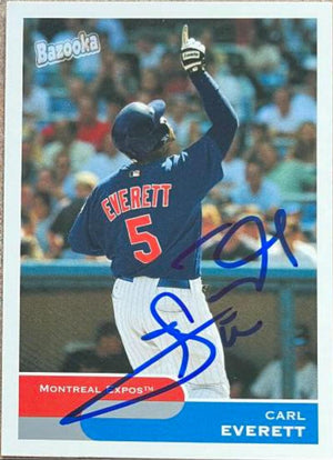 Carl Everett Signed 2004 Bazooka Baseball Card - Montreal Expos