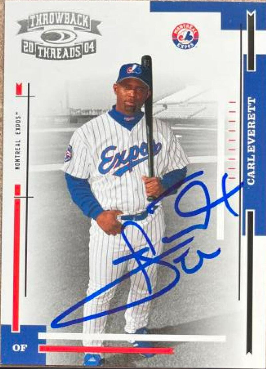 Carl Everett Signed 2004 Donruss Throwback Threads Baseball Card - Montreal Expos