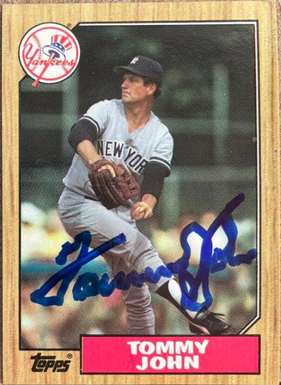 Tommy John Signed 1987 Topps Baseball Card - New York Yankees