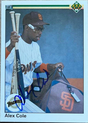 Alex Cole Signed 1990 Upper Deck Baseball Card - San Diego Padres