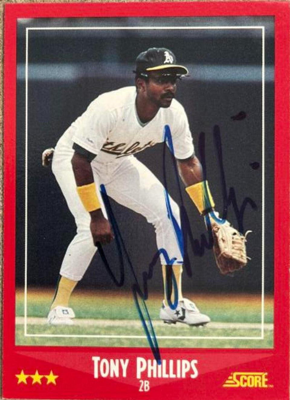 Tony Phillips Signed 1988 Score Baseball Card - Oakland A's