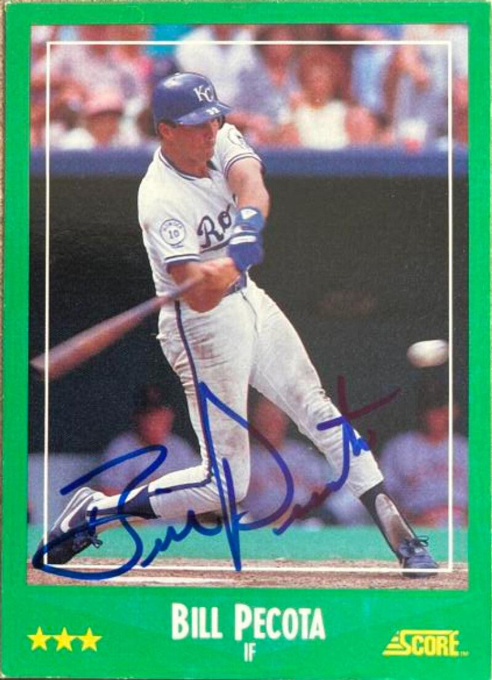 Bill Pecota Signed 1988 Score Baseball Card - Kansas City Royals