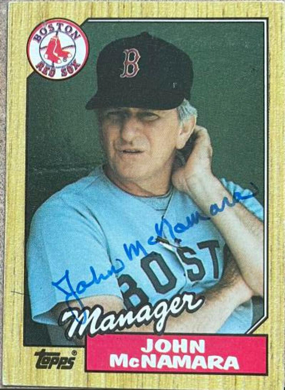 ジョン・マクナマラ直筆サイン入り 1987 Topps ベースボールカード - ボストン レッドソックス