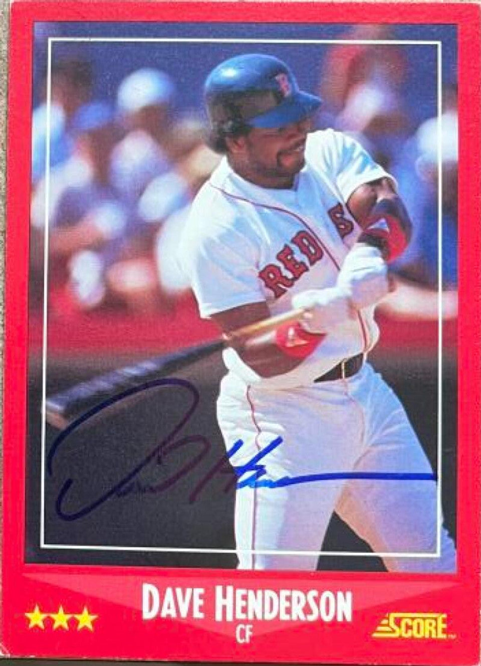 Dave Henderson Signed 1988 Score Baseball Card - Boston Red Sox