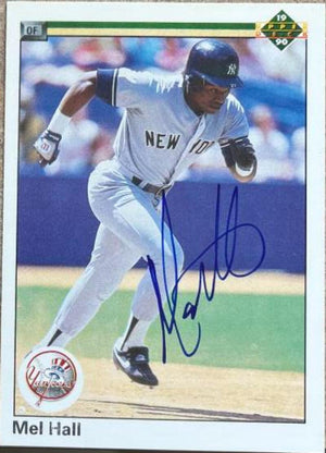 Mel Hall Signed 1990 Upper Deck Baseball Card - New York Yankees