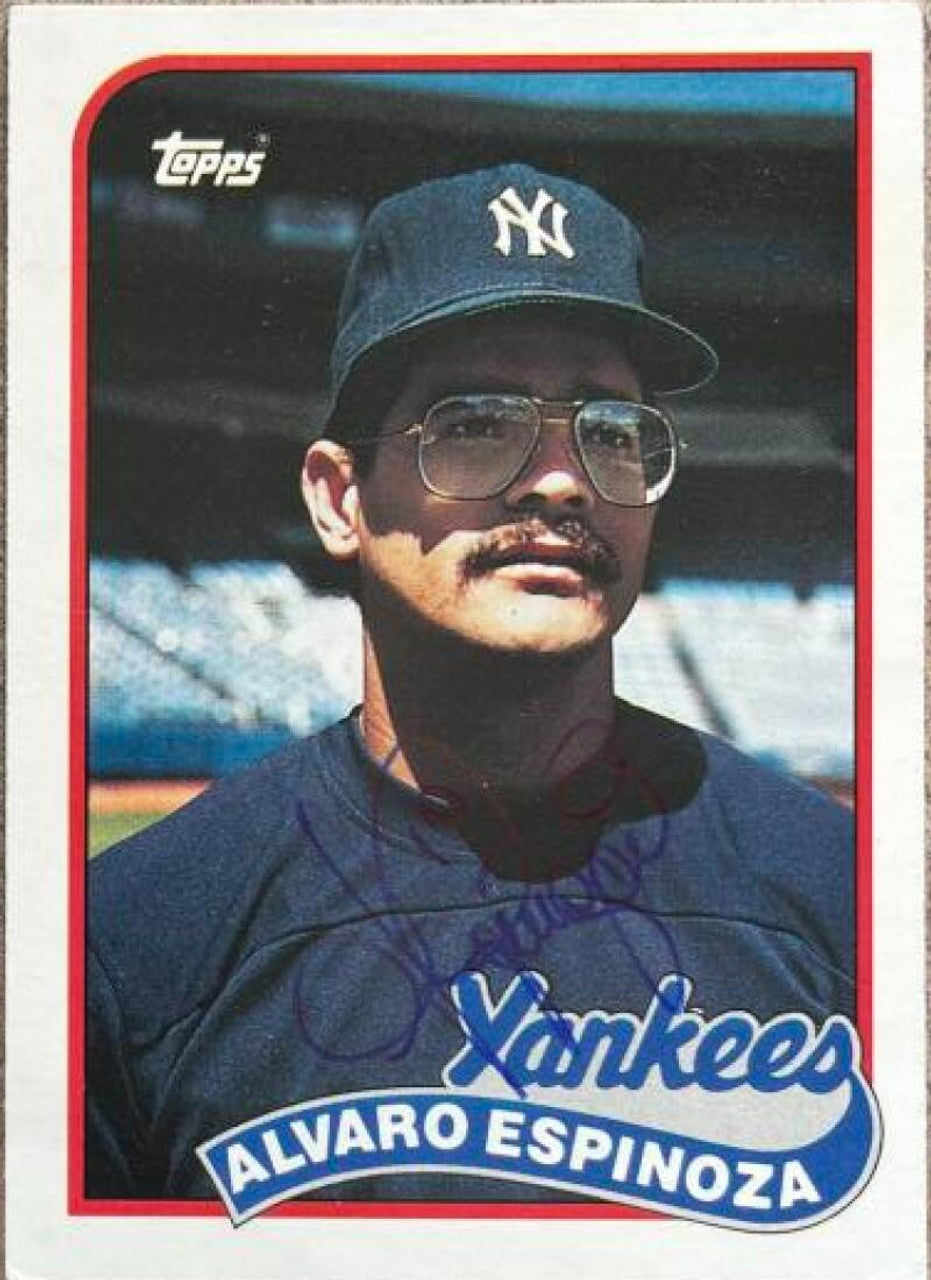 Alvaro Espinoza Signed 1989 Topps Traded Baseball Card - New York Yankees