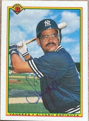 Alvaro Espinoza Signed 1990 Bowman Baseball Card - New York Yankees