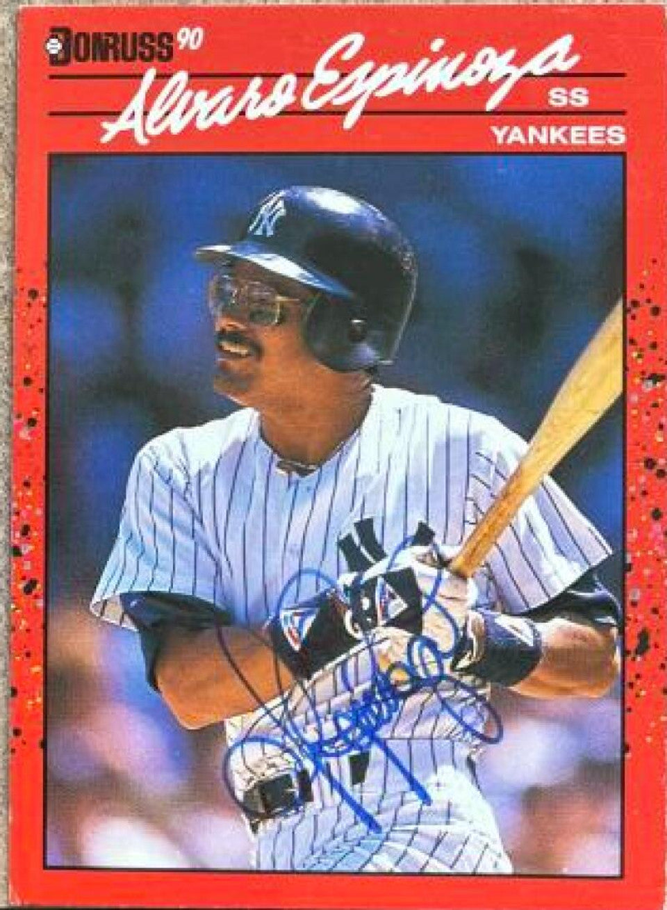 Alvaro Espinoza Signed 1990 Donruss Baseball Card - New York Yankees