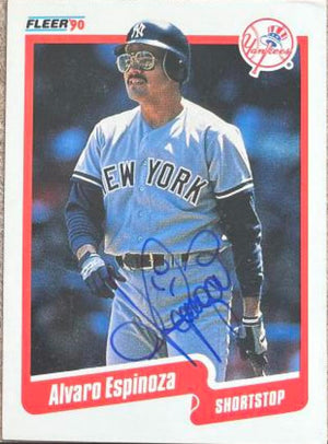 Alvaro Espinoza Signed 1990 Fleer Baseball Card - New York Yankees