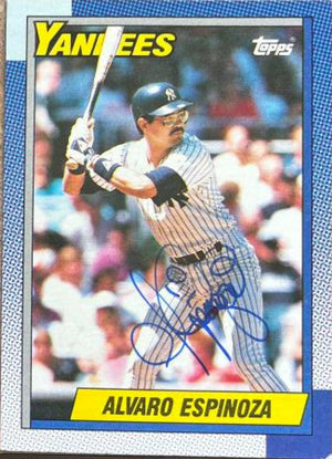 Alvaro Espinoza Signed 1990 Topps Baseball Card - New York Yankees