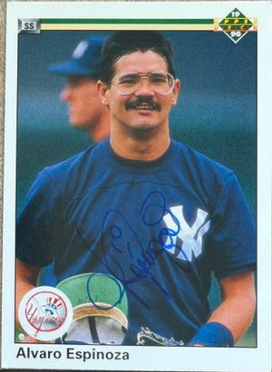 Alvaro Espinoza Signed 1990 Upper Deck Baseball Card - New York Yankees