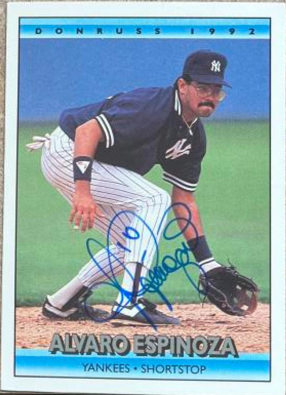 Alvaro Espinoza Signed 1992 Donruss Baseball Card - New York Yankees