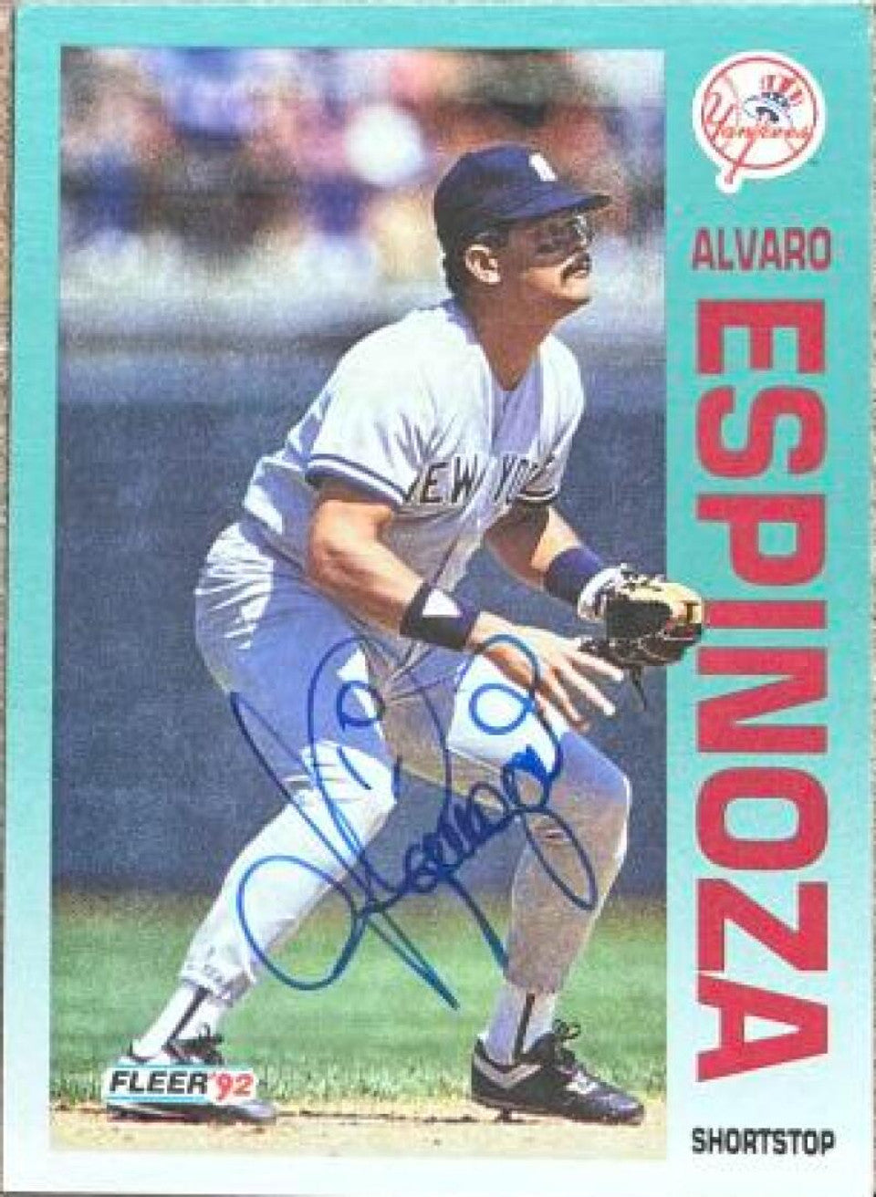 Alvaro Espinoza Signed 1992 Fleer Baseball Card - New York Yankees