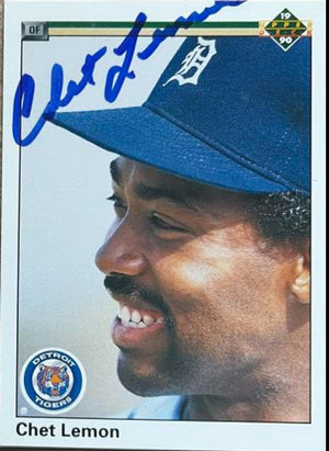 Chet Lemon Signed 1990 Upper Deck Baseball Card - Detroit Tigers