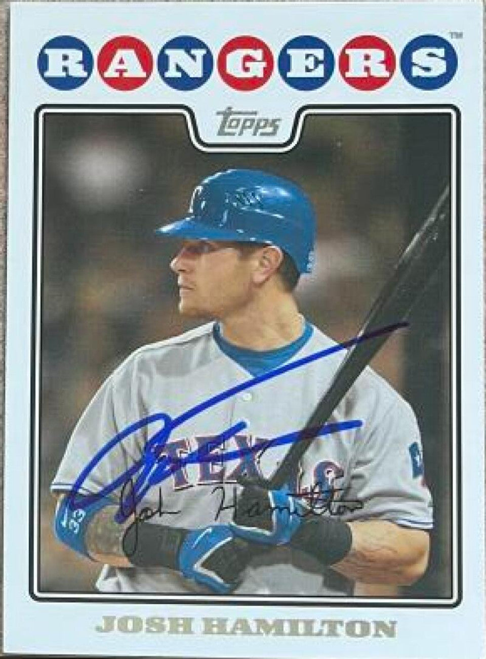 ジョシュ・ハミルトン サイン入り 2008 Topps ベースボールカード - テキサス・レンジャーズ