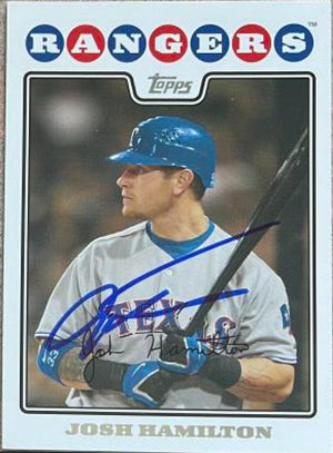 Josh Hamilton Signed 2008 Topps Baseball Card - Texas Rangers