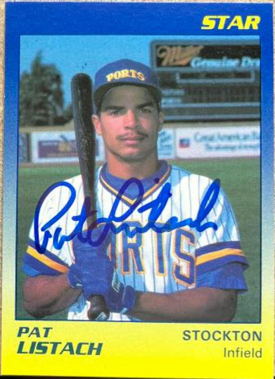 Pat Listach Signed 1989 Star Baseball Card - Stockton Ports