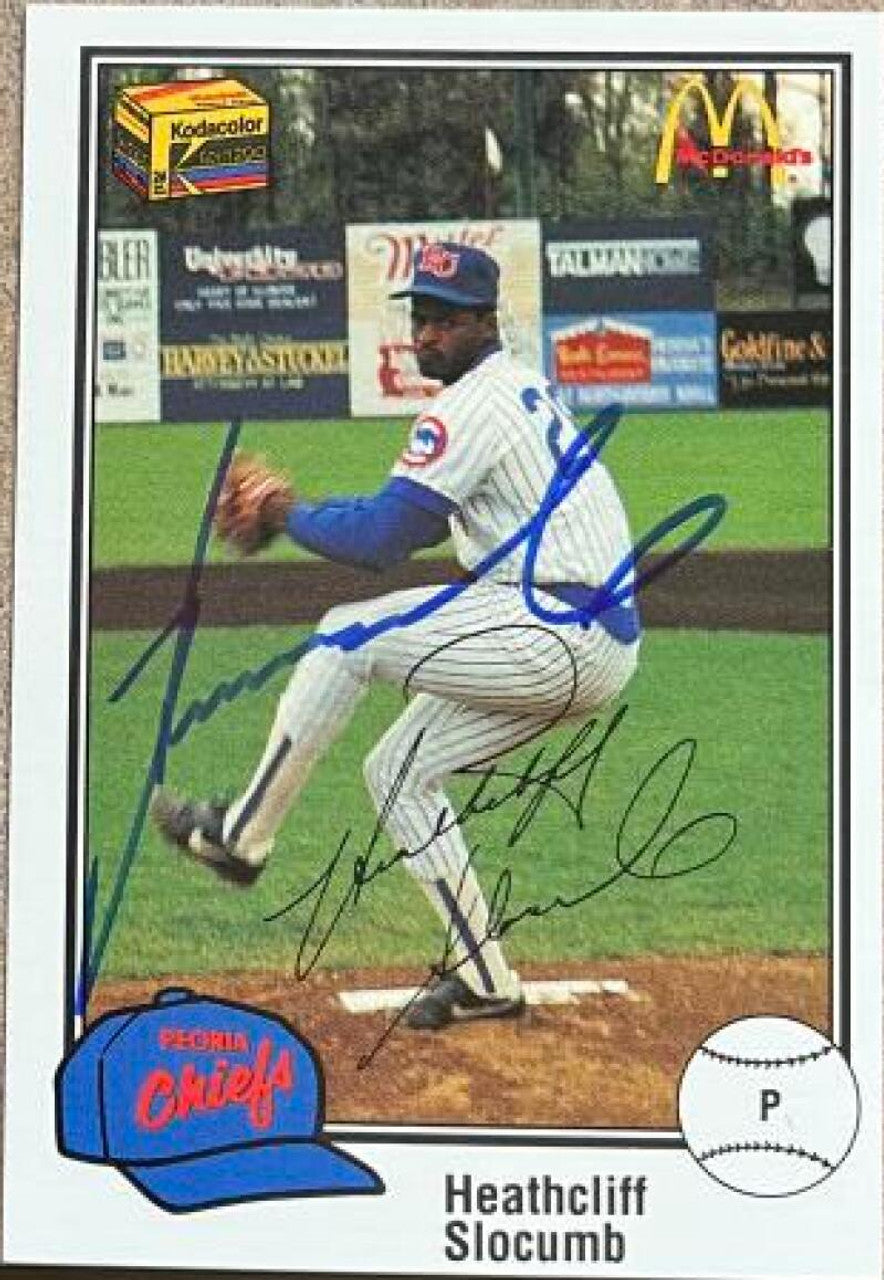 Heathcliff Slocumb Signed 1989 Minor League Baseball Card - Peoria Chiefs