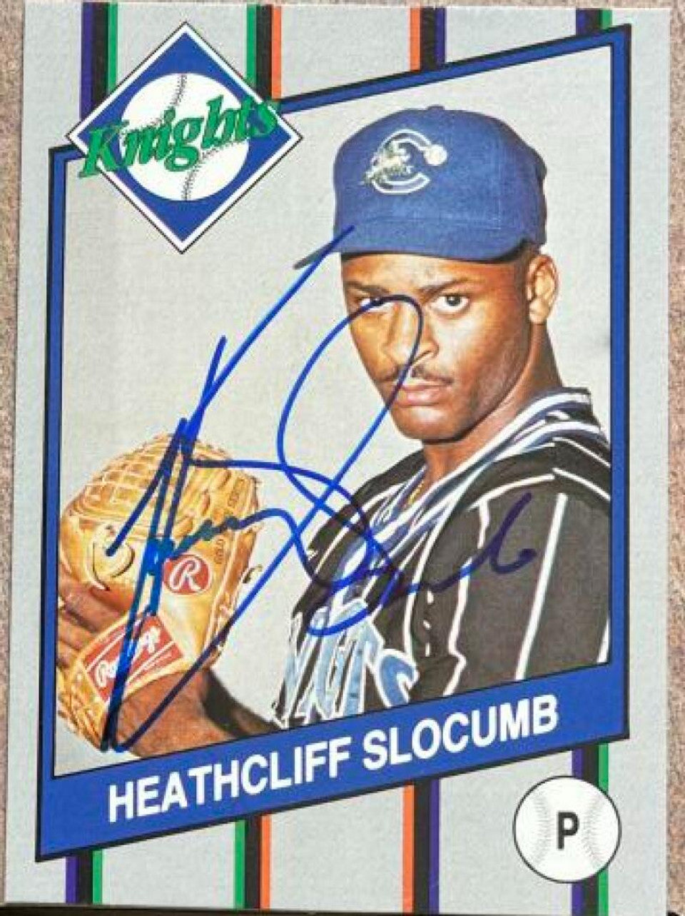 Heathcliff Slocumb Signed 1990 Minor League Baseball Card - Charlotte Knights