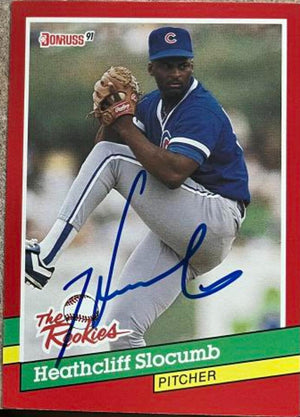 Heathcliff Slocumb Signed 1991 Donruss Rookies Baseball Card - Chicago Cubs