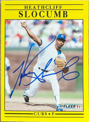 Heathcliff Slocumb Signed 1991 Fleer Update Baseball Card - Chicago Cubs