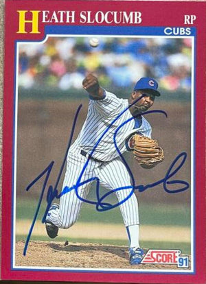 Heathcliff Slocumb Signed 1991 Score Rookie & Traded Baseball Card - Chicago Cubs