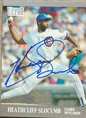 Heathcliff Slocumb Signed 1991 Fleer Ultra Update Baseball Card - Chicago Cubs