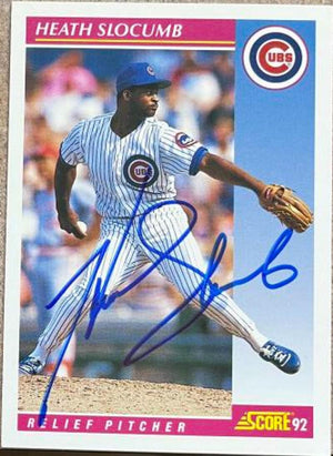 Heathcliff Slocumb Signed 1992 Score Baseball Card - Chicago Cubs