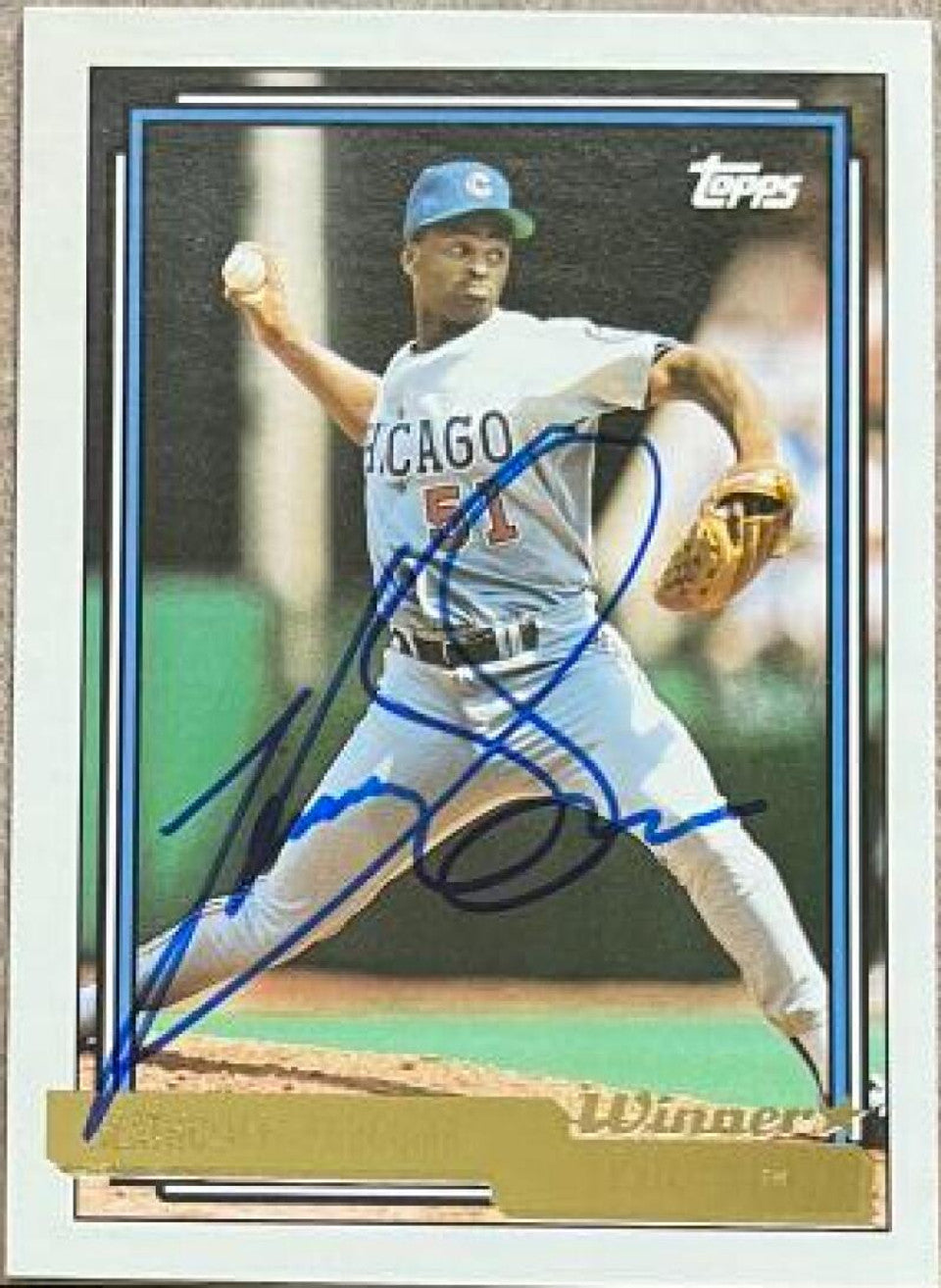 Heathcliff Slocumb Signed 1992 Topps Gold Winner Baseball Card - Chicago Cubs