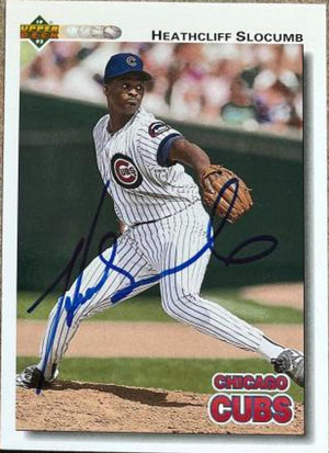 Heathcliff Slocumb Signed 1992 Upper Deck Baseball Card - Chicago Cubs