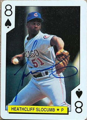 Heathcliff Slocumb Signed 1992 US Playing Cards Baseball Card - Chicago Cubs