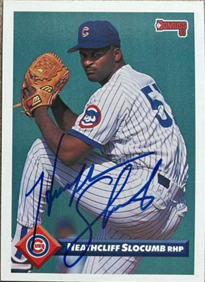 Heathcliff Slocumb Signed 1993 Donruss Baseball Card - Chicago Cubs