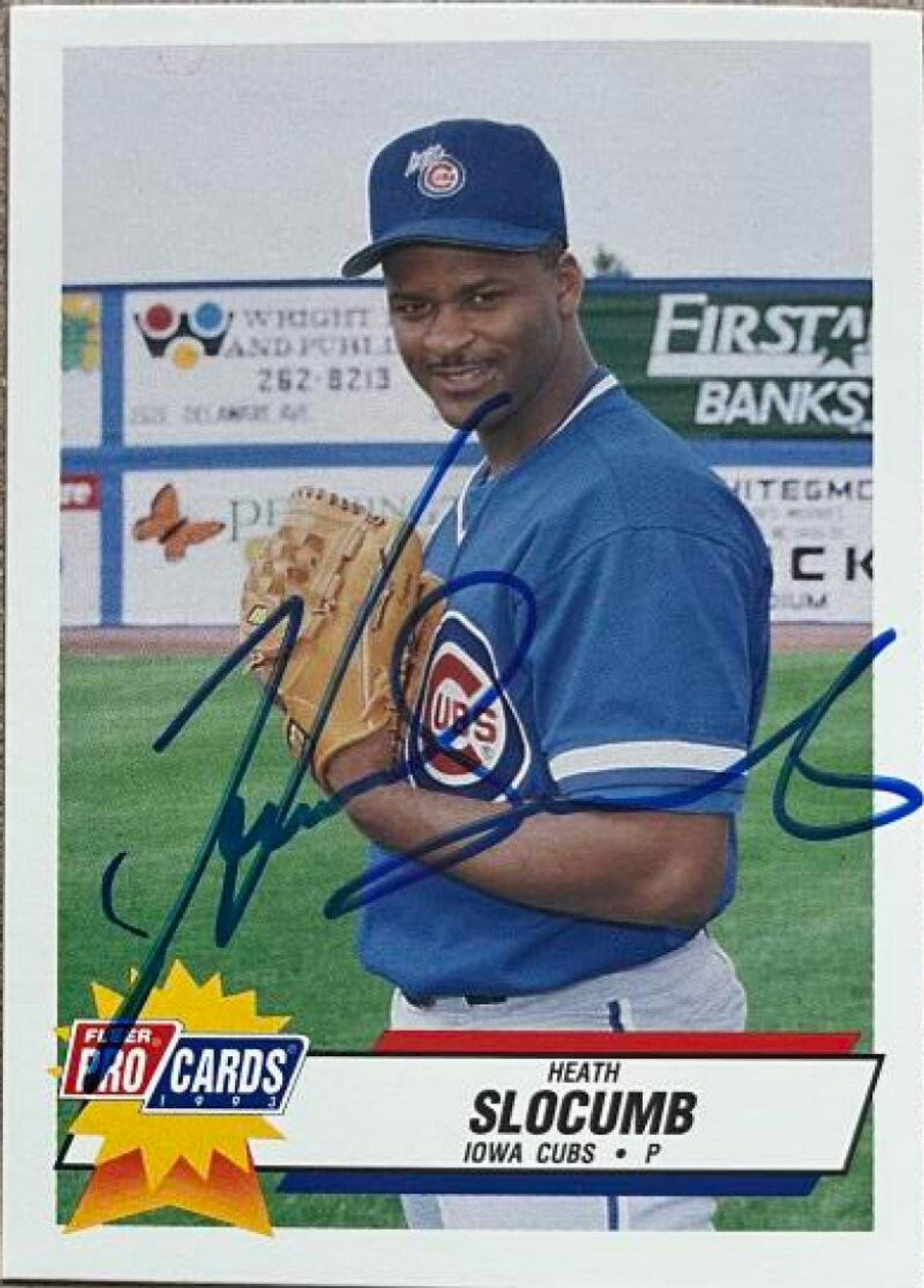 Heathcliff Slocumb Signed 1993 Fleer ProCards Baseball Card - Iowa Cubs