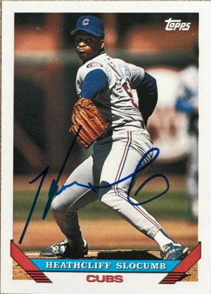 Heathcliff Slocumb Signed 1993 Topps Baseball Card - Chicago Cubs